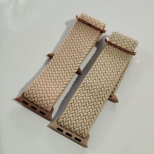 Tan Braided Nylon Watch Band with Rose Gold Connectors